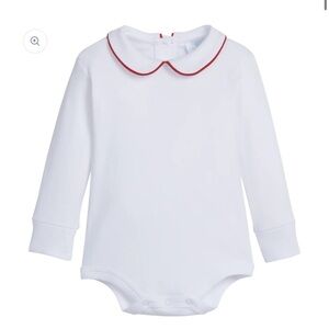 Little English White Bodysuit with Red Piping